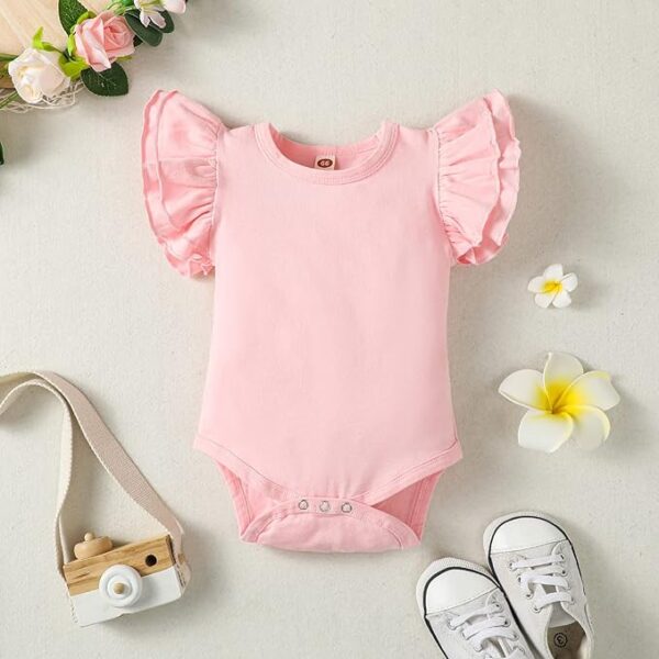 Baby Girls Ruffle Short Sleeve Bodysuit Infant Girl - Image 2