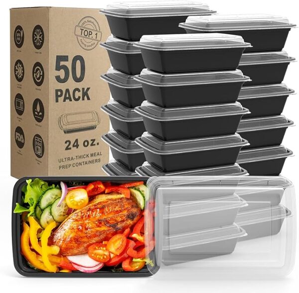 WGCC Meal Prep Containers, 50 Pack Extra-thick Food Storage Containers with Lids,