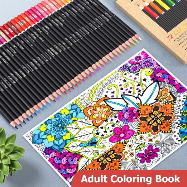 Soucolor 72-Color Colored Pencils for Adult Coloring Books, Back to School Supplies, - Image 2