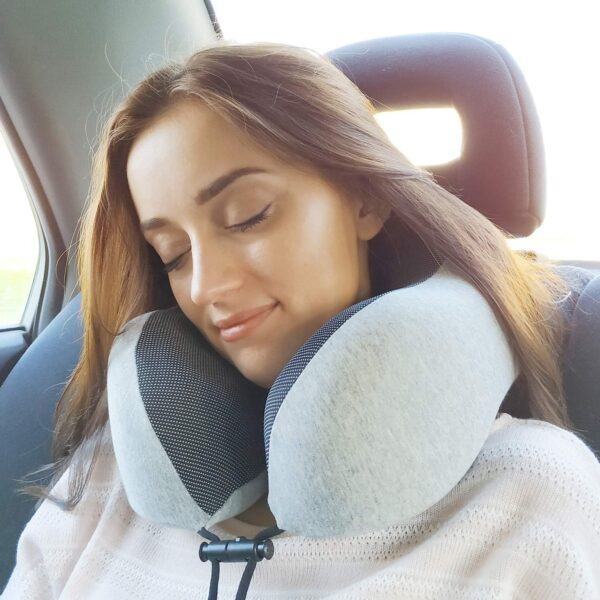 napfun Neck Pillow for Traveling, Upgraded Travel Neck Pillow for Airplane 100% Pure Memory Foam - Image 3