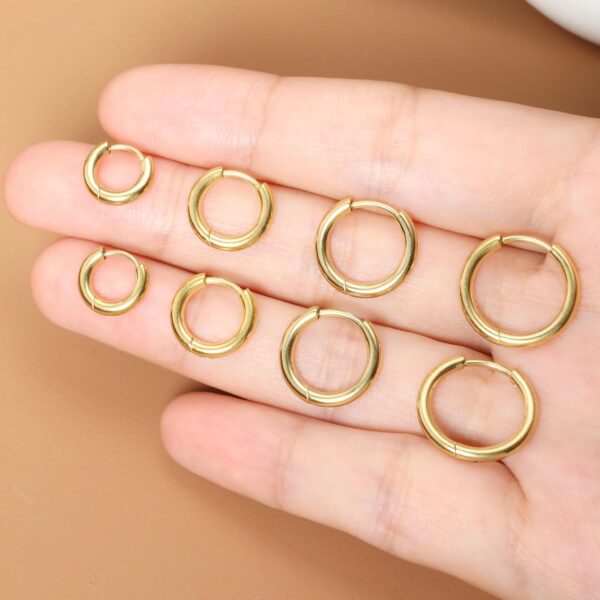 Small Hoop Earrings for Women Men 14k Real Gold Plated Huggie Hoop - Image 4