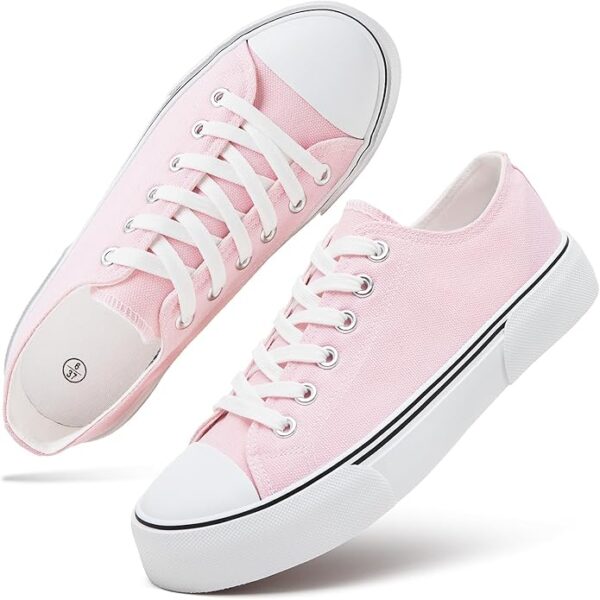 hash bubbie White Sneakers for Women Low Top Canvas Shoes Womens Canvas Sneakers Women's