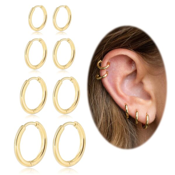 Small Hoop Earrings for Women Men 14k Real Gold Plated Huggie Hoop