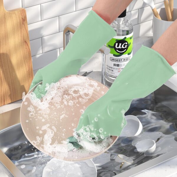Rubber Kitchen Dishwashing Gloves - 4 Pairs Reusable Household Cleaning Gloves - Image 4