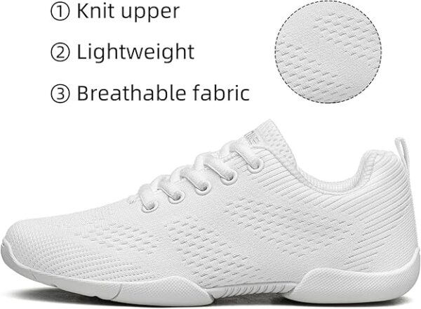 Girls White Cheerleading Shoes Breathable Youth Cheer Competition Sneakers Athletic Training - Image 4