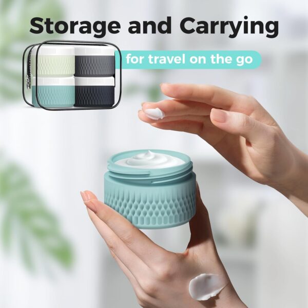 Travel Containers for Toiletries, Silicone Cream Jars BPA Free, TSA Approved 1.3oz Travel Size Containers - Image 2