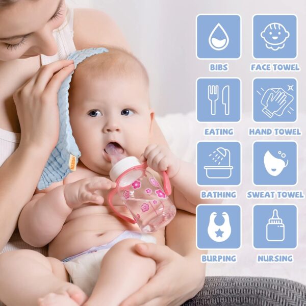 Baby Washcloths - Soft Face Cloths for Newborn, Absorbent Bath Wipes, Burp Cloths or Towels - Image 2