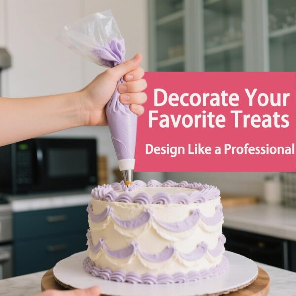 Piping Bags and Tips Set, Cakes Decorating Supplies Kit with 100pcs 12 Inch Pastry Bags - Image 2