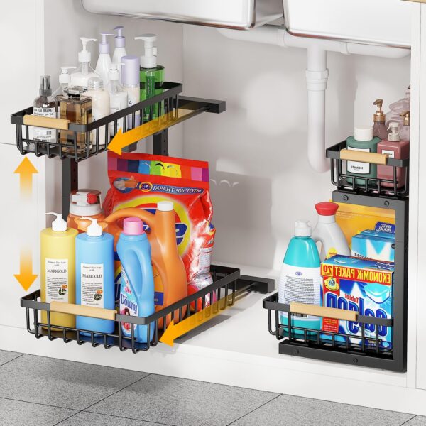 2-Tier Slide Out Under Sink Organizer – 2-Tier Pull-Out Storage Rack, Bathroom organizers