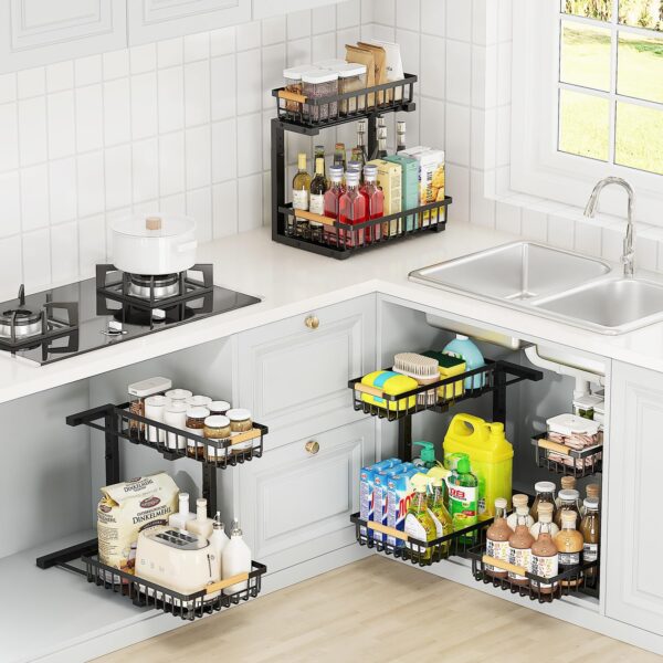 2-Tier Slide Out Under Sink Organizer – 2-Tier Pull-Out Storage Rack, Bathroom organizers - Image 3