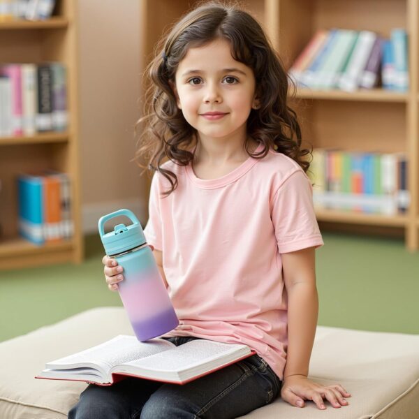 12oz Kids Water Bottle for School, Toddler Water Bottles with Straws - Image 4