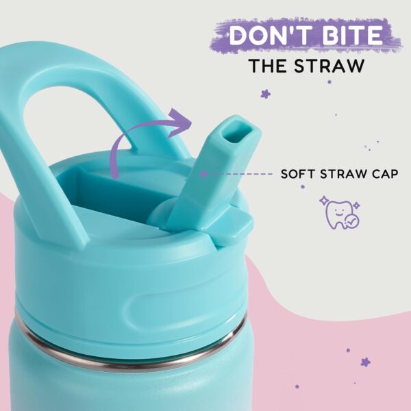 12oz Kids Water Bottle for School, Toddler Water Bottles with Straws - Image 3