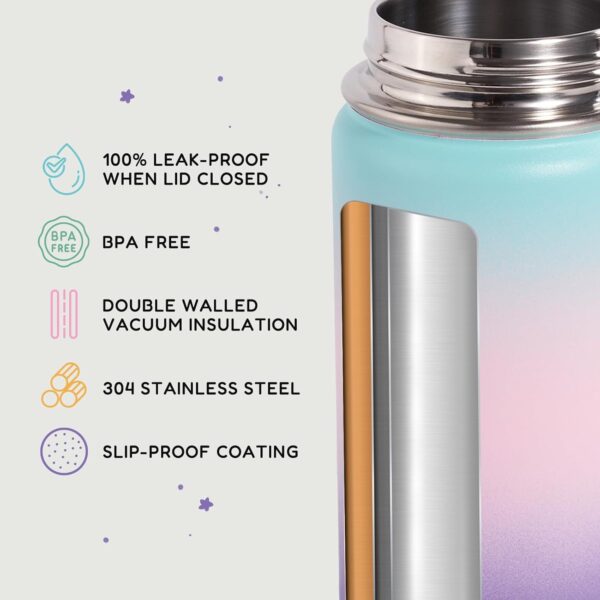 12oz Kids Water Bottle for School, Toddler Water Bottles with Straws - Image 2