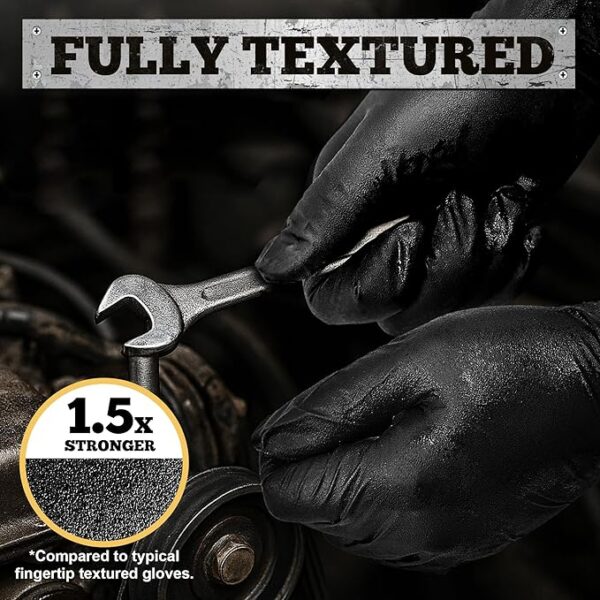 Heavy-Duty Black Disposable Nitrile Gloves, Box of 100, 6-mil - Image 3