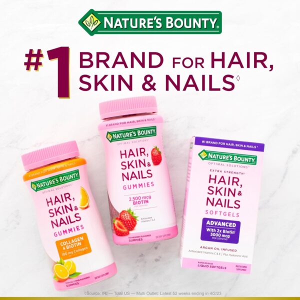 Nature's Bounty Optimal Solutions Hair Growth Supplement with Biotin, Hair Growth Vitamins with Biotin Silicon & Arginine, 1 Per Day, 30 Capsules, One Month Supply