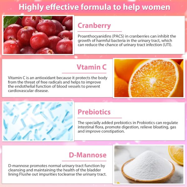 KFG Women's Probiotic, 100 Billion CFUs, 20 Strains, with Organic Prebiotics+Cranberry & D-Mannose - Image 3