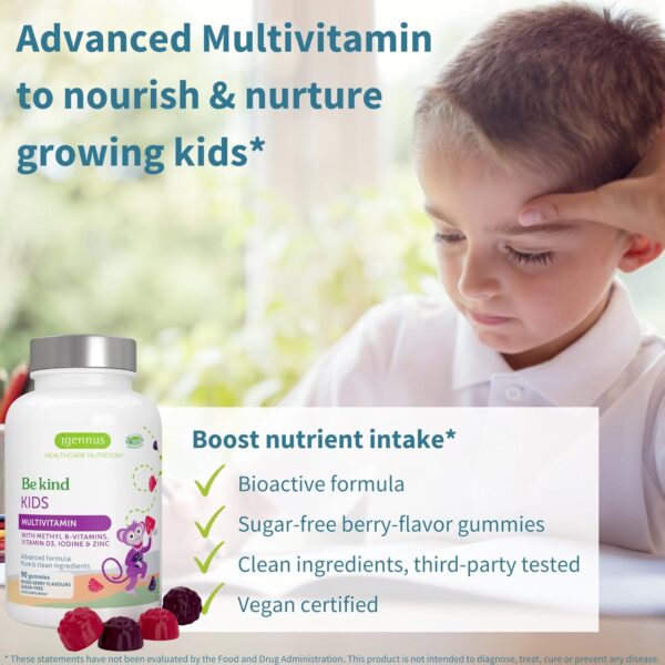 Igennus Methylated Kids Multivitamin Gummy, MTHFR, No Artificial Sweeteners - Image 2