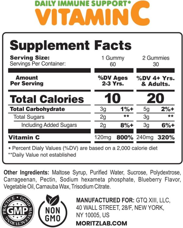 DR. MORITZ Vitamin C Gummies for Kids & Adults 240 mg - Immune Support Low-Sugar - Image 2