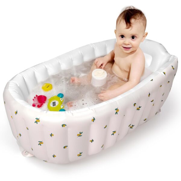 Mink Inflatable Baby Bathtub with Built-in Air Pump, Newborn to Toddler Bath Tub