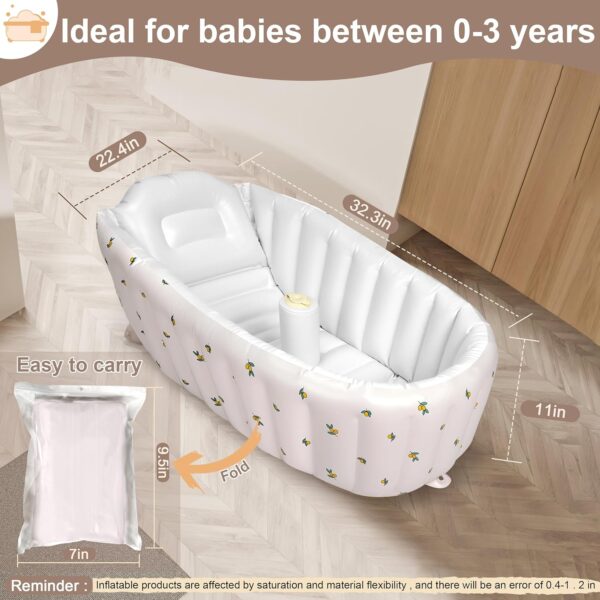 Mink Inflatable Baby Bathtub with Built-in Air Pump, Newborn to Toddler Bath Tub - Image 3