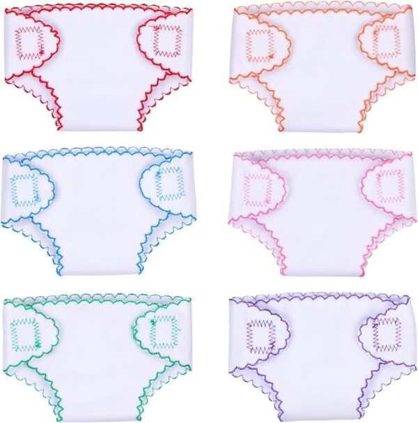 BABESIDE 6 Pcs Baby Doll Diapers for 12-15 Inch Dolls, Reusable & Washable Doll