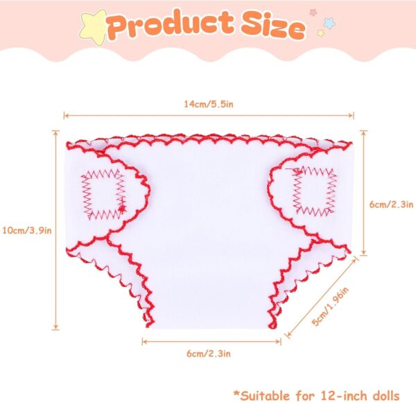 BABESIDE 6 Pcs Baby Doll Diapers for 12-15 Inch Dolls, Reusable & Washable Doll - Image 4