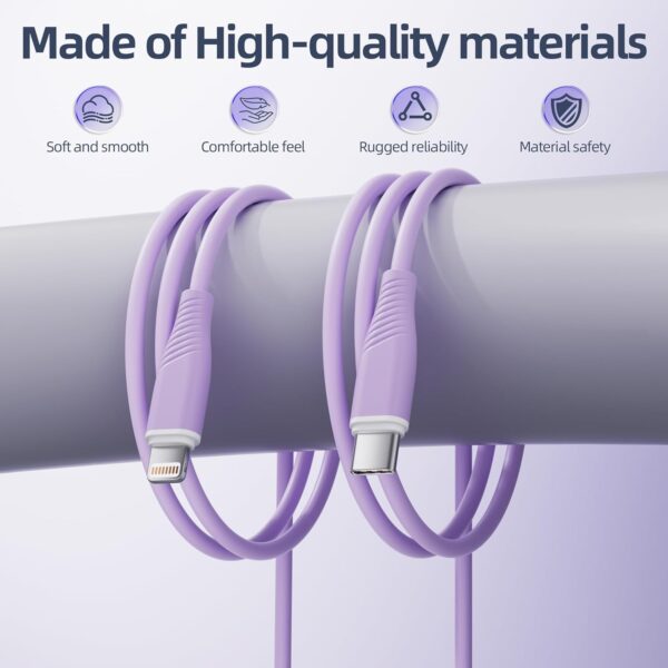 3 Pack 6 FT USB C to Lightning Cable MFi Certified iPhone Charger Fast Charging Type C - Image 3