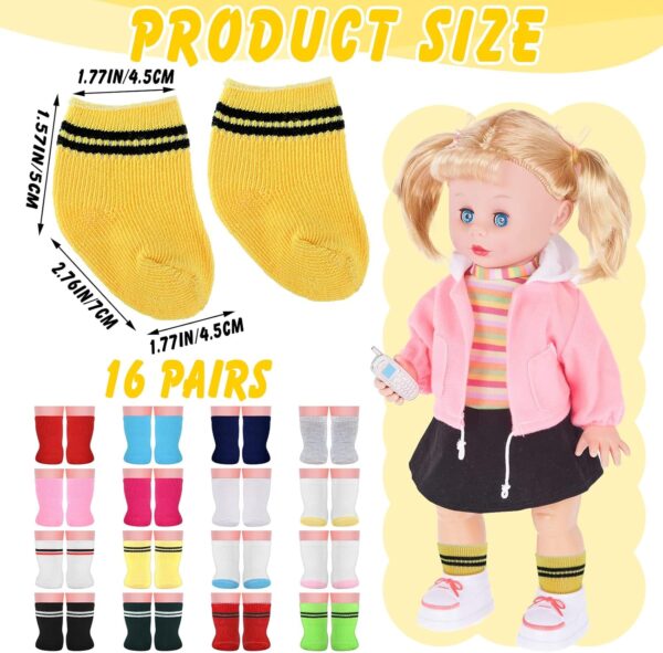 Honoson 16 Pairs Doll Socks for American 18 Inch Doll Socks Accessories - Image 3