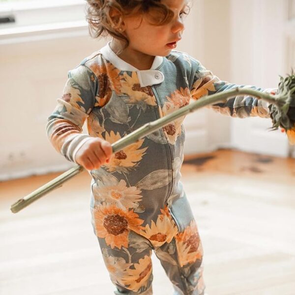 Burt's Bees Baby Baby Girls Pajamas, One-Piece Footed Sleeper PJs - Image 2