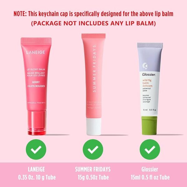 Lip Balm Keychain Cap for Laneige, Summer Friday and Glossier, Lip Balm Holder - Image 3
