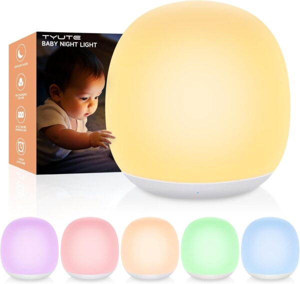 Baby Night Light, Nursery Night Lamp with 8 RGB Colors Changing, 1h Timer