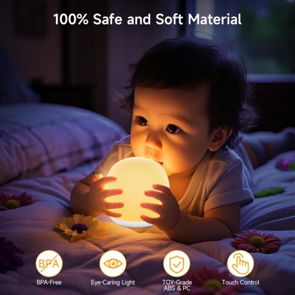 Baby Night Light, Nursery Night Lamp with 8 RGB Colors Changing, 1h Timer - Image 4
