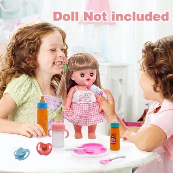 Baby Doll Accessories Magic Bottle Set - 11 Pieces Doll Feeding Pretend Playset - Image 4