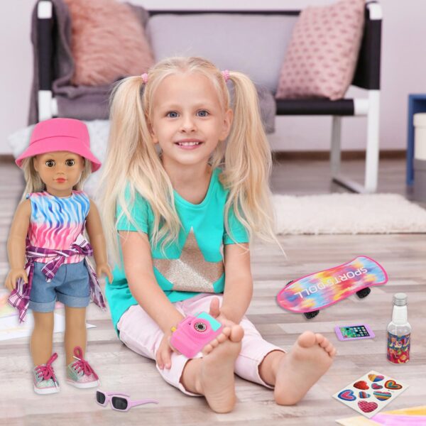 American 18 Inch Doll Skateboard Accessories and Clothes Set for 18" Dolls - Image 4