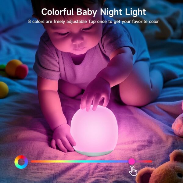 Baby Night Light, Nursery Night Lamp with 8 RGB Colors Changing, 1h Timer - Image 2