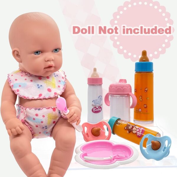 Baby Doll Accessories Magic Bottle Set - 11 Pieces Doll Feeding Pretend Playset - Image 2