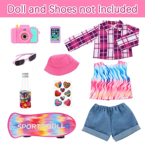 American 18 Inch Doll Skateboard Accessories and Clothes Set for 18" Dolls - Image 2