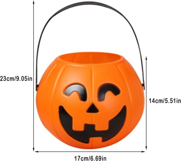 Halloween Pumpkin Bucket with Handles, Portable Trick or Treat Pumpkin Candy Bucket - Image 4