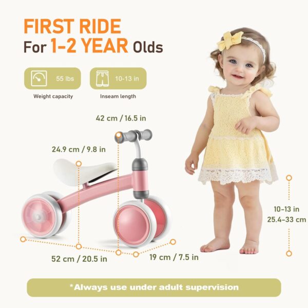 Colorful Lighting Baby Balance Bike, 1st Birthday Girl Gifts - Image 3