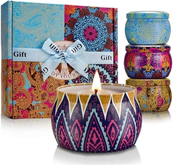 Scented Candles Gift Set, 8% Essential Oil, 4 Pack Aromatherapy Candle, Stress Relief