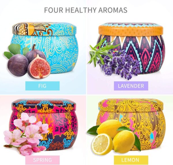 Scented Candles Gift Set, 8% Essential Oil, 4 Pack Aromatherapy Candle, Stress Relief - Image 4