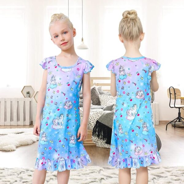 2pcs Girls Nightgowns, Unicorn Nightgown Princess Pajama Dresses - Image 3