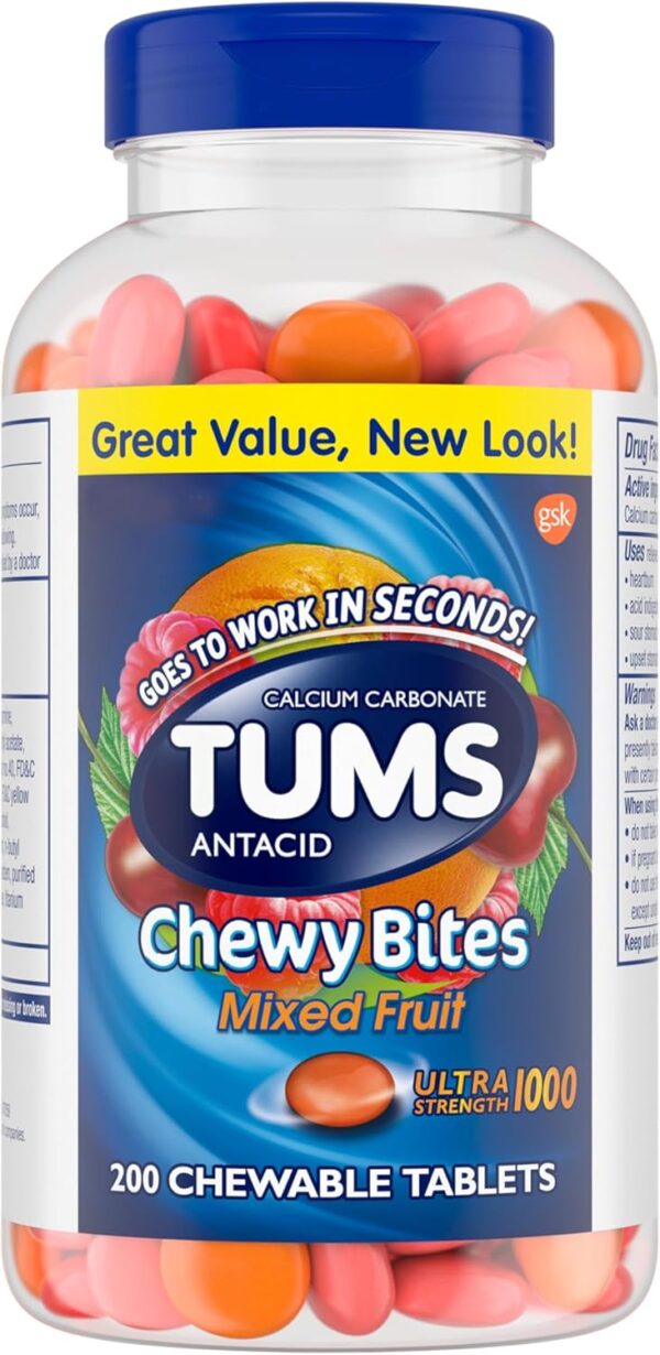 TUMS Chewy Bites Chewable Antacid Tablets for Ultra Strength Heartburn Relief