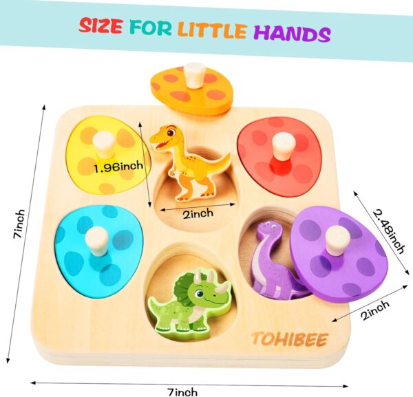 Wooden Puzzles for Toddlers 1-3, Dinosaur Matching Egg Puzzle Montessori Toys - Image 3