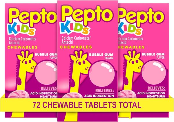 Pepto Kid's Chewable Tablets for Heartburn, Acid Indigestion, Sour Stomach