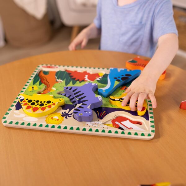 Melissa & Doug Dinosaur Wooden Chunky Puzzle (7 pcs) - FSC Certified - Image 4
